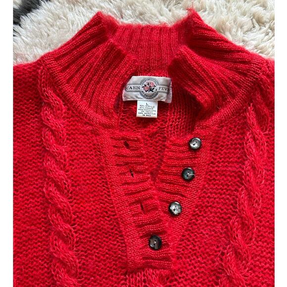 Vintage CABIN FEVER Mohair Cable Knit Sweater red Womens - Picture 16 of 16